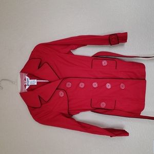 JOU JOU RED & BLACK PEACOAT GIRLS SZ M